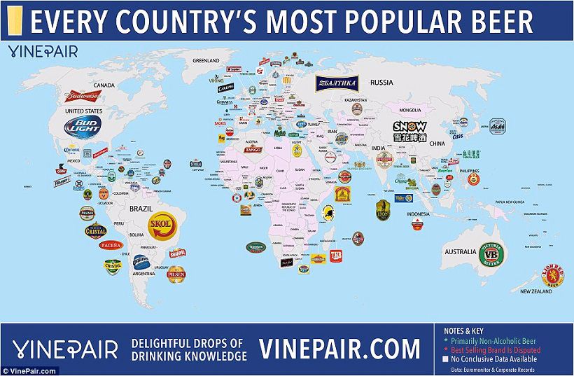Le birre più popolari , mappa - Enjoy Food & Wine