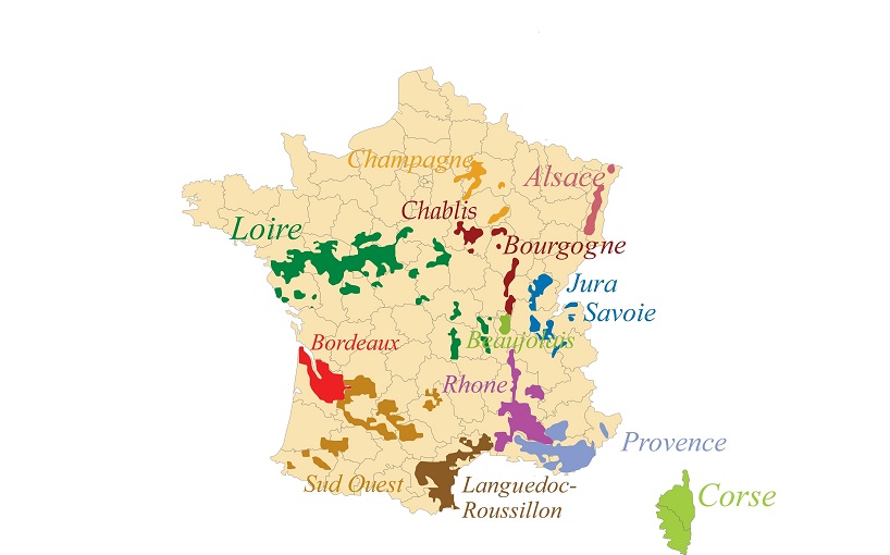 Mappa Francia con regioni vini | Enjoy Food & Wine